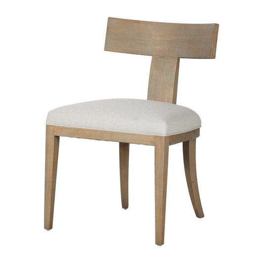 23 Inch Dining Chair Set of 2, T Shape Back, Cushioned, Beige Upholstery