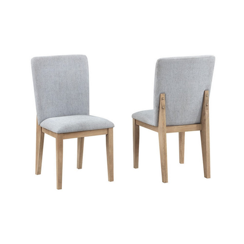 Emi 25 Inch Dining Chair Set of 2, Cushioned Seat, Gray Linen Upholstery