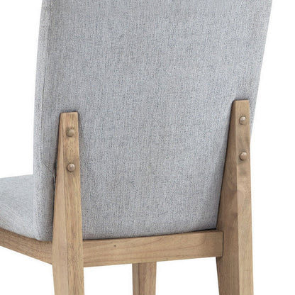 Emi 25 Inch Dining Chair Set of 2, Cushioned Seat, Gray Linen Upholstery