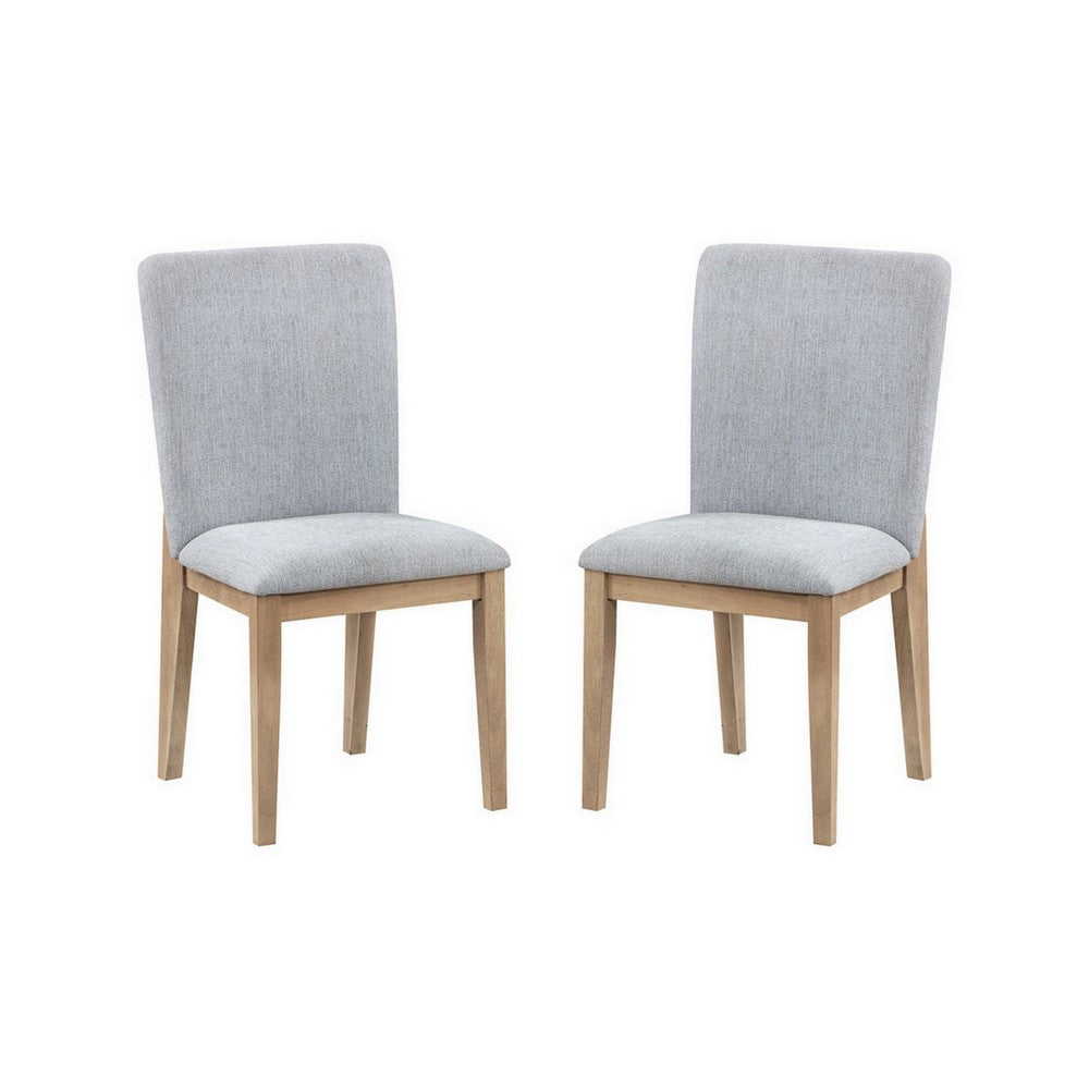 Emi 25 Inch Dining Chair Set of 2, Cushioned Seat, Gray Linen Upholstery