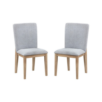 Emi 25 Inch Dining Chair Set of 2, Cushioned Seat, Gray Linen Upholstery