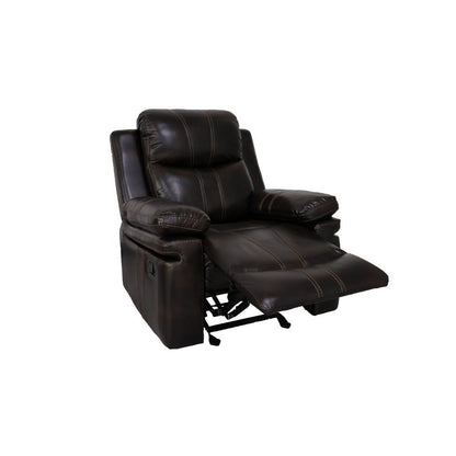 Linden 37 Inch Power Glider Recliner Chair, Plush Brown Faux Leather