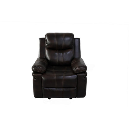 Linden 37 Inch Power Glider Recliner Chair, Plush Brown Faux Leather