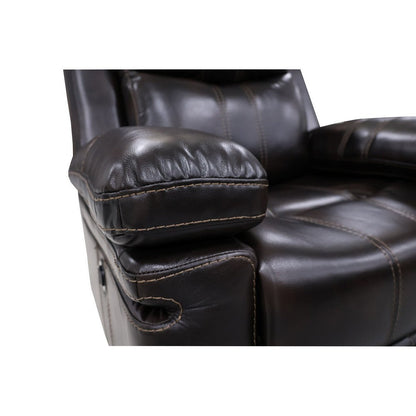 Linden 37 Inch Power Glider Recliner Chair, Plush Brown Faux Leather