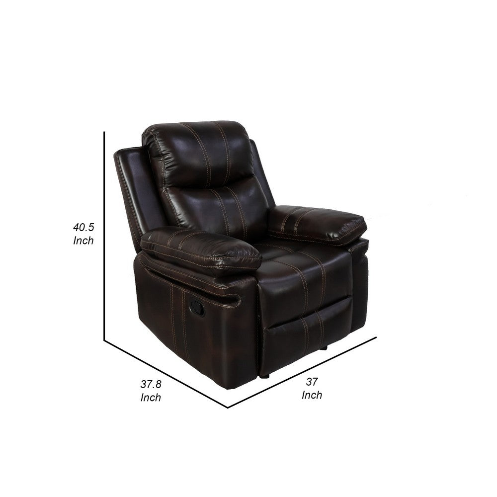 Linden 37 Inch Power Glider Recliner Chair, Plush Brown Faux Leather