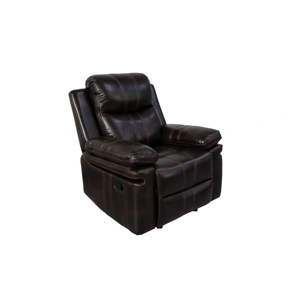 Linden 37 Inch Power Glider Recliner Chair, Plush Brown Faux Leather