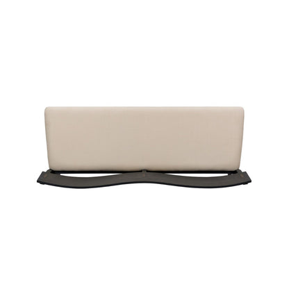 Celi 53 Inch Dining Bench, Cream Fabric Seat, Matte Black Wood Frame