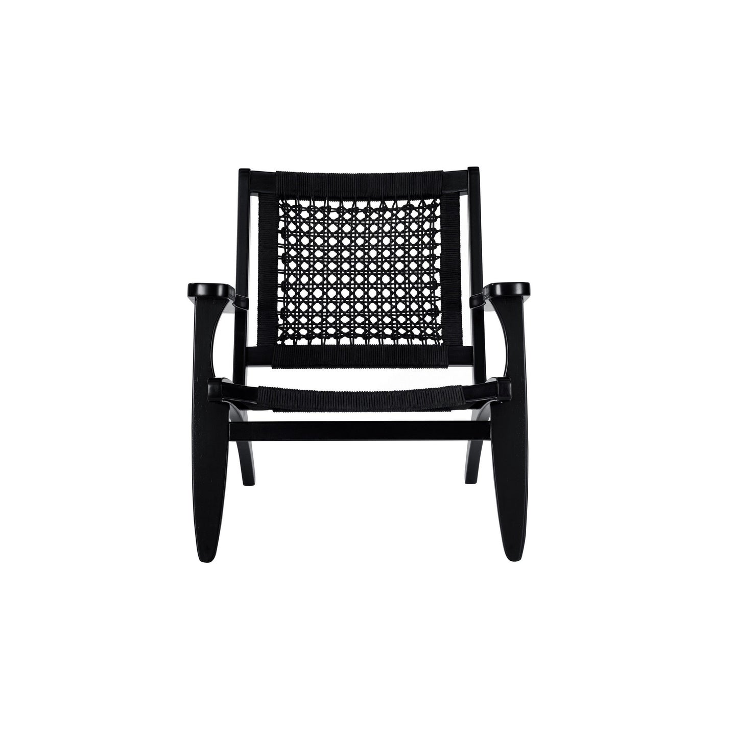 Heor 29 Inch Accent Chair, Hexagon Rope Woven Back, Seat, Black Wood