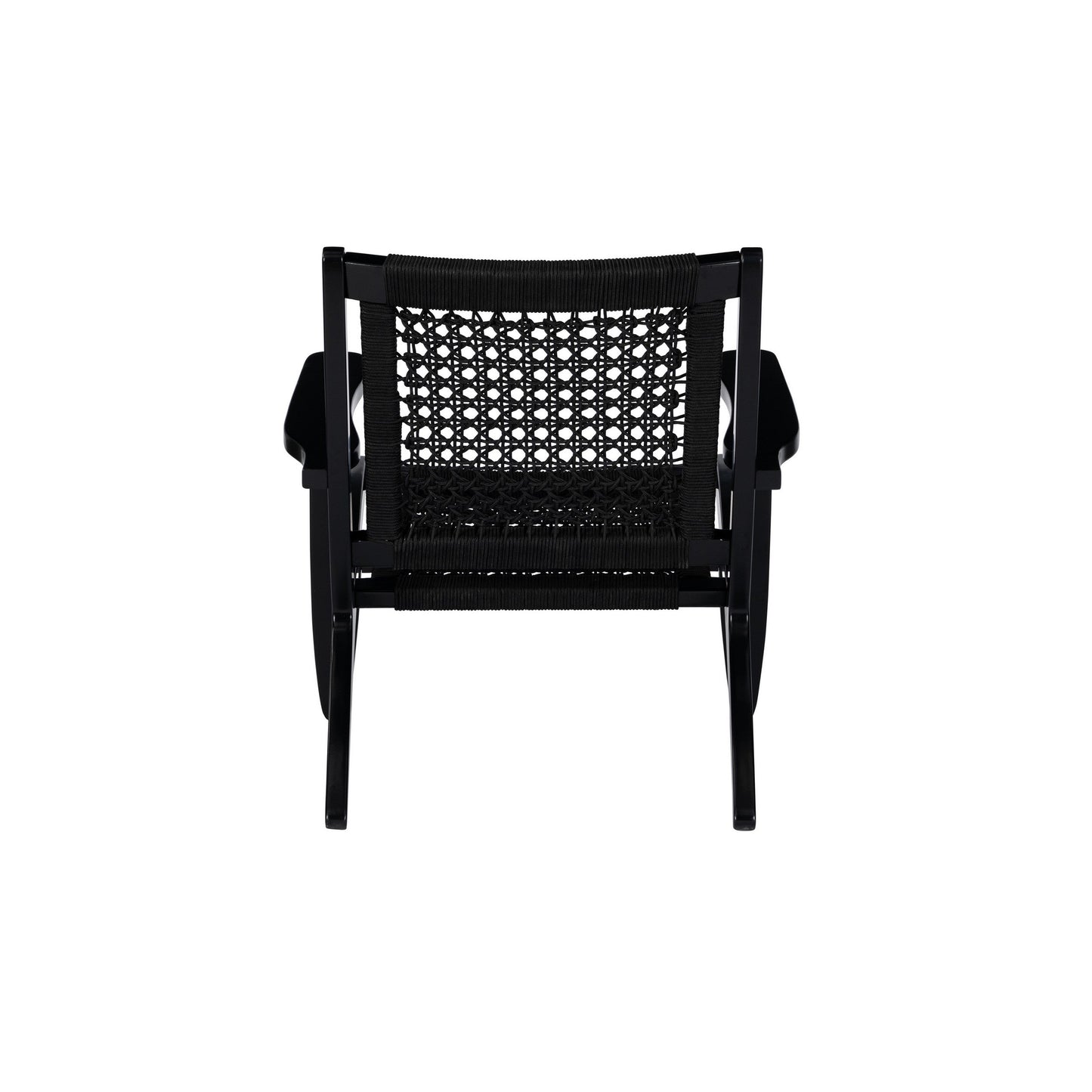 Heor 29 Inch Accent Chair, Hexagon Rope Woven Back, Seat, Black Wood