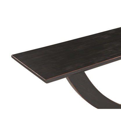 Rase 57 Inch Console Table, Cross Leg Design, Pedestal Base, Black Wood