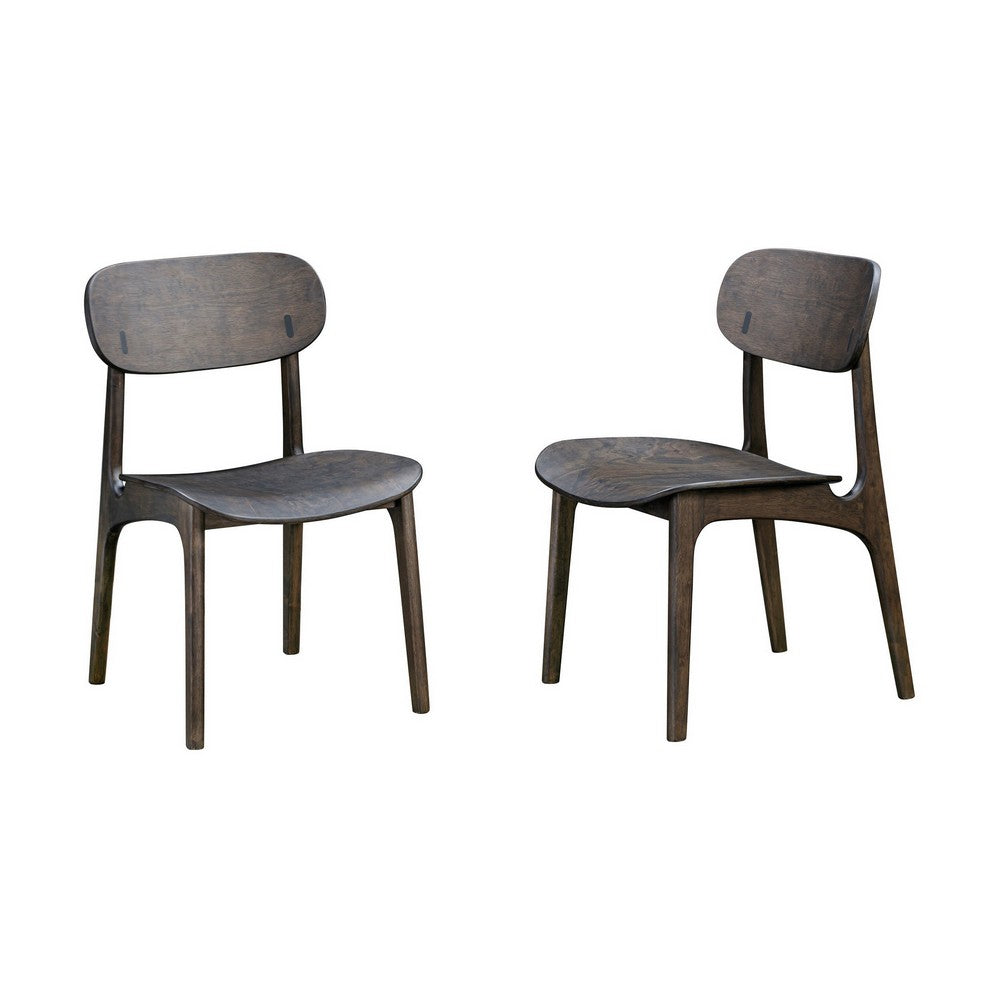 Seln 20 Inch Dining Chair Set of 2, Curved Seat, Splayed Legs, Gray