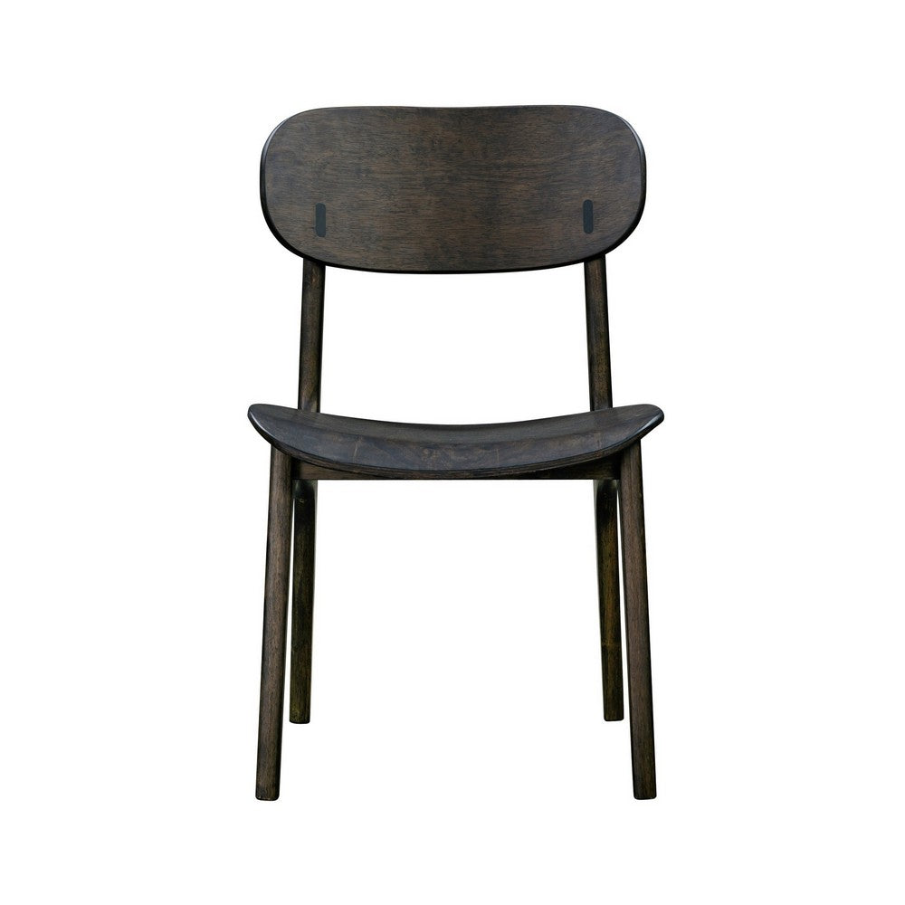 Seln 20 Inch Dining Chair Set of 2, Curved Seat, Splayed Legs, Gray