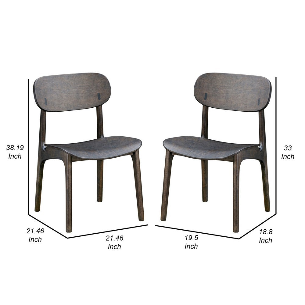 Seln 20 Inch Dining Chair Set of 2, Curved Seat, Splayed Legs, Gray
