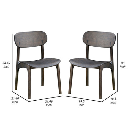 Seln 20 Inch Dining Chair Set of 2, Curved Seat, Splayed Legs, Gray