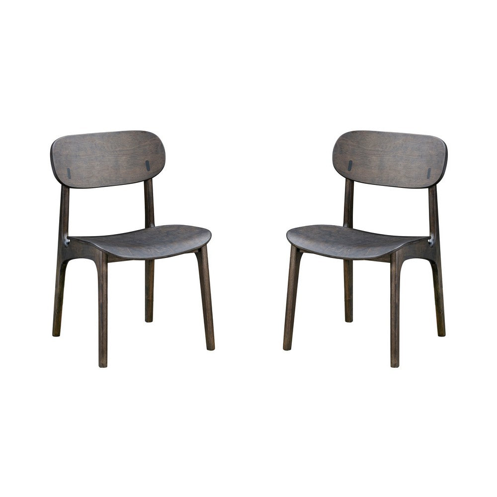 Seln 20 Inch Dining Chair Set of 2, Curved Seat, Splayed Legs, Gray