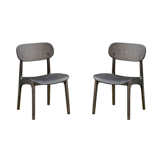 Seln 20 Inch Dining Chair Set of 2, Curved Seat, Splayed Legs, Gray