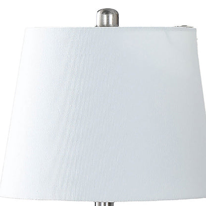 20 Inch Table Lamp, Luxurious Lattice Ceramic Body, Drum Shade, Blue Silver