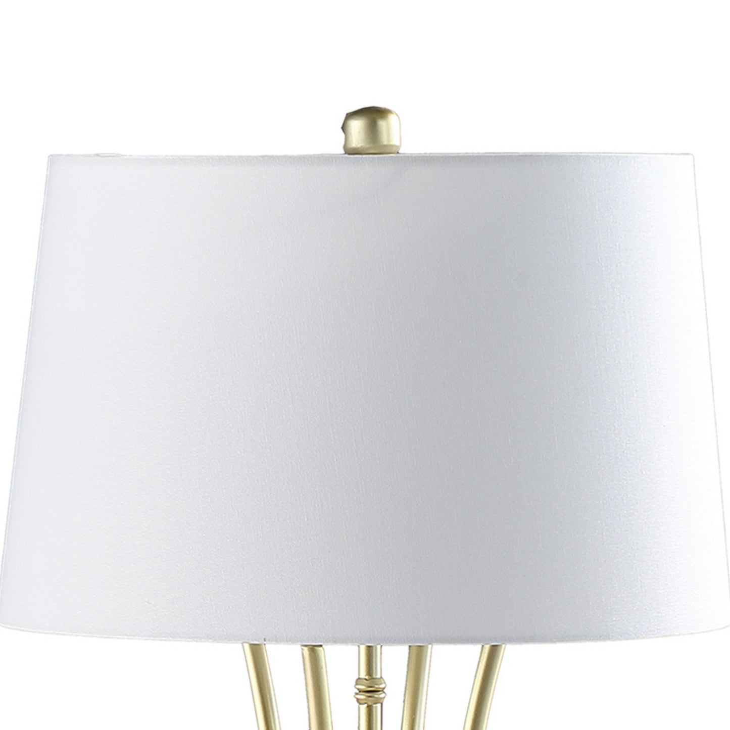 Lisi 29 Inch Table Lamp, White Drum Shade, Gold Mettalic Bamboo Style Base