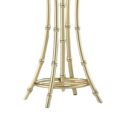 Lisi 29 Inch Table Lamp, White Drum Shade, Gold Mettalic Bamboo Style Base
