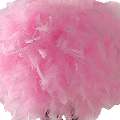 Rio 21 Inch Accent Table Lamp, Pink Feather Shade, Black Metal Tripod Base