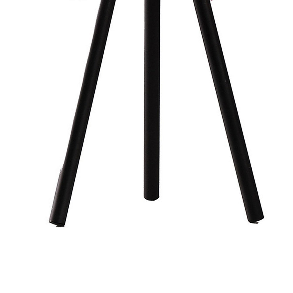 Rio 21 Inch Accent Table Lamp, Pink Feather Shade, Black Metal Tripod Base