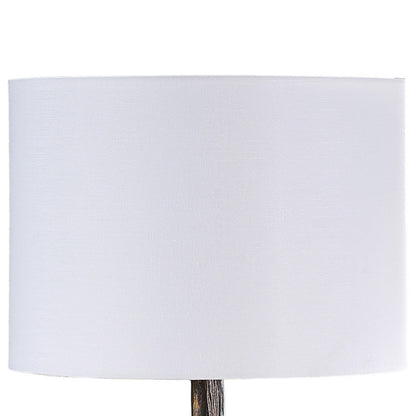 20 Inch Accent Table Lamp, Dual Roe Deer Design, White Drum Shade, Bronze