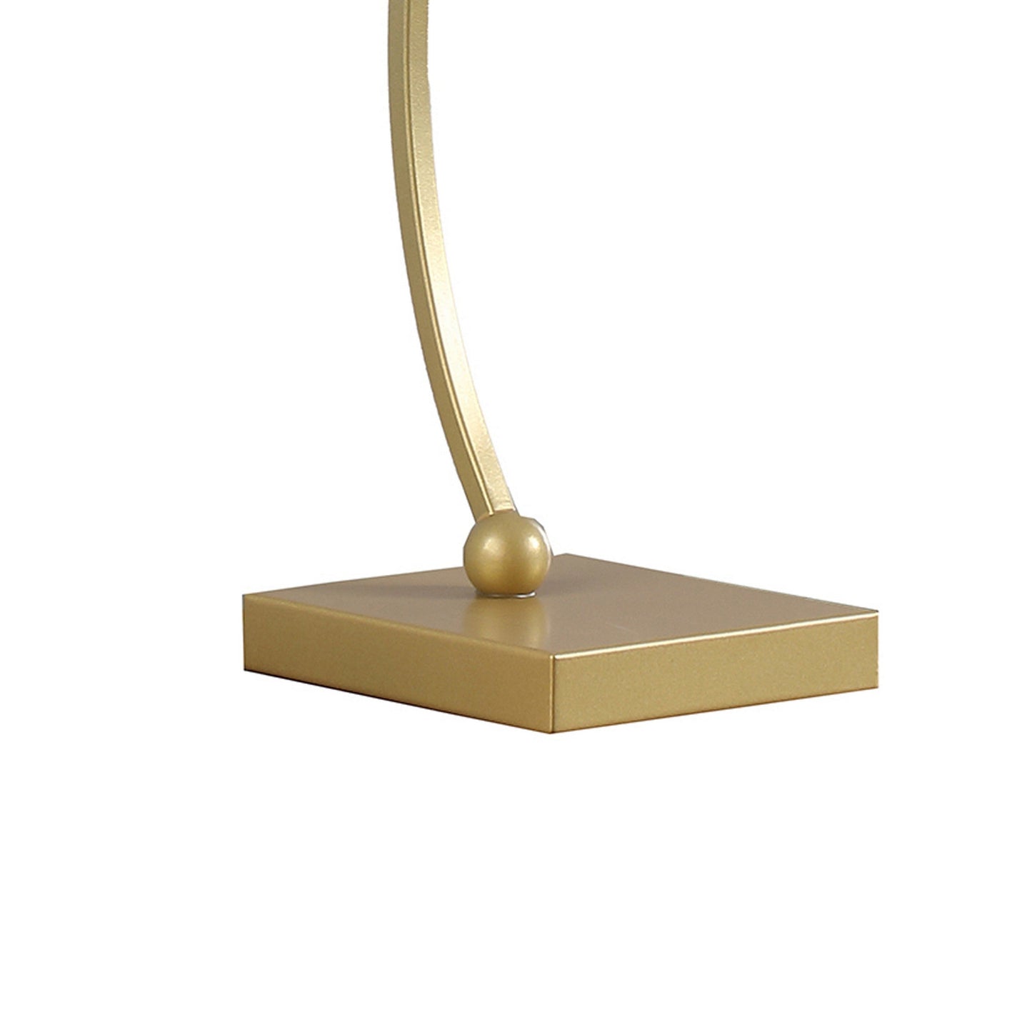 Jiya 29 Inch Arc Table Lamp, Hanging Design, 2 White Drum Shades, Gold