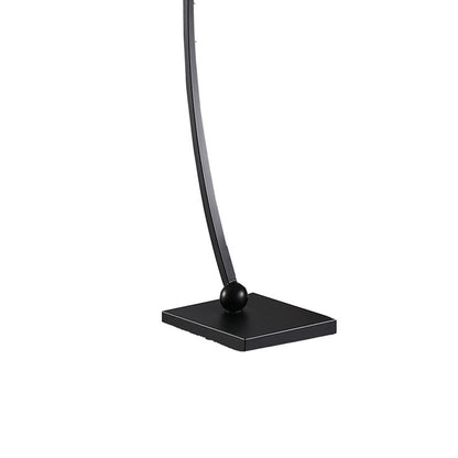 Jiya 59 Inch Arc Floor Lamp, Hanging Design, 2 White Drum Shades, Black