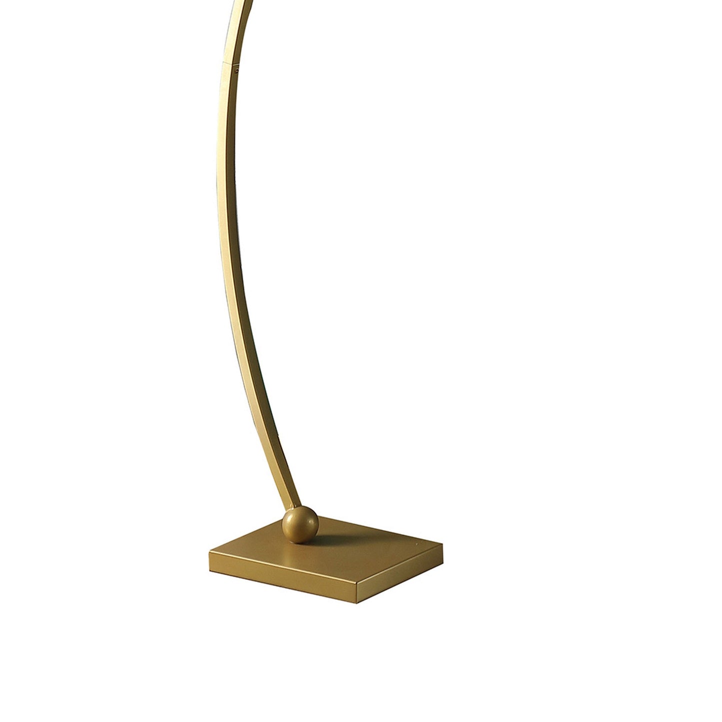 Jiya 59 Inch Arc Floor Lamp, Hanging Design, 2 White Drum Shades, Gold