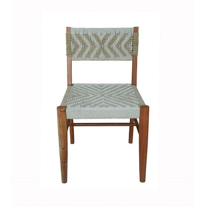 Cero 21 Inch Dining Chair, Woven Cotton Seat and Back, Brown, Gray