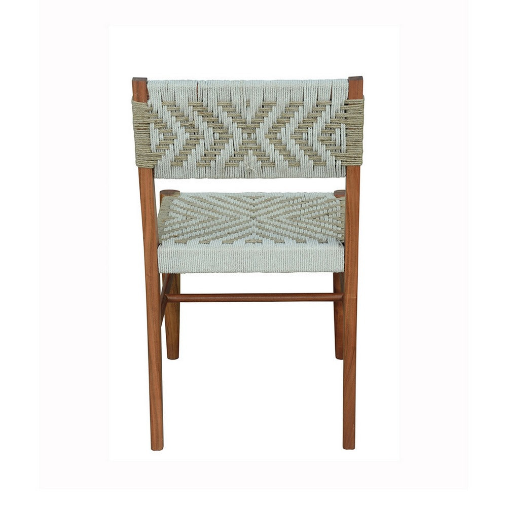 Cero 21 Inch Dining Chair, Woven Cotton Seat and Back, Brown, Gray