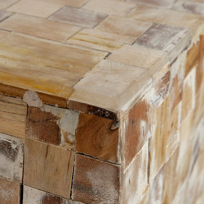 39 Inch Coffee Table, Square Shape Platform Base, Resin, Wood, Brown