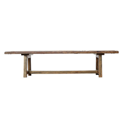 87 Inch Wood Coffee Table, Rectangular Top, Trestle Legs, Brown