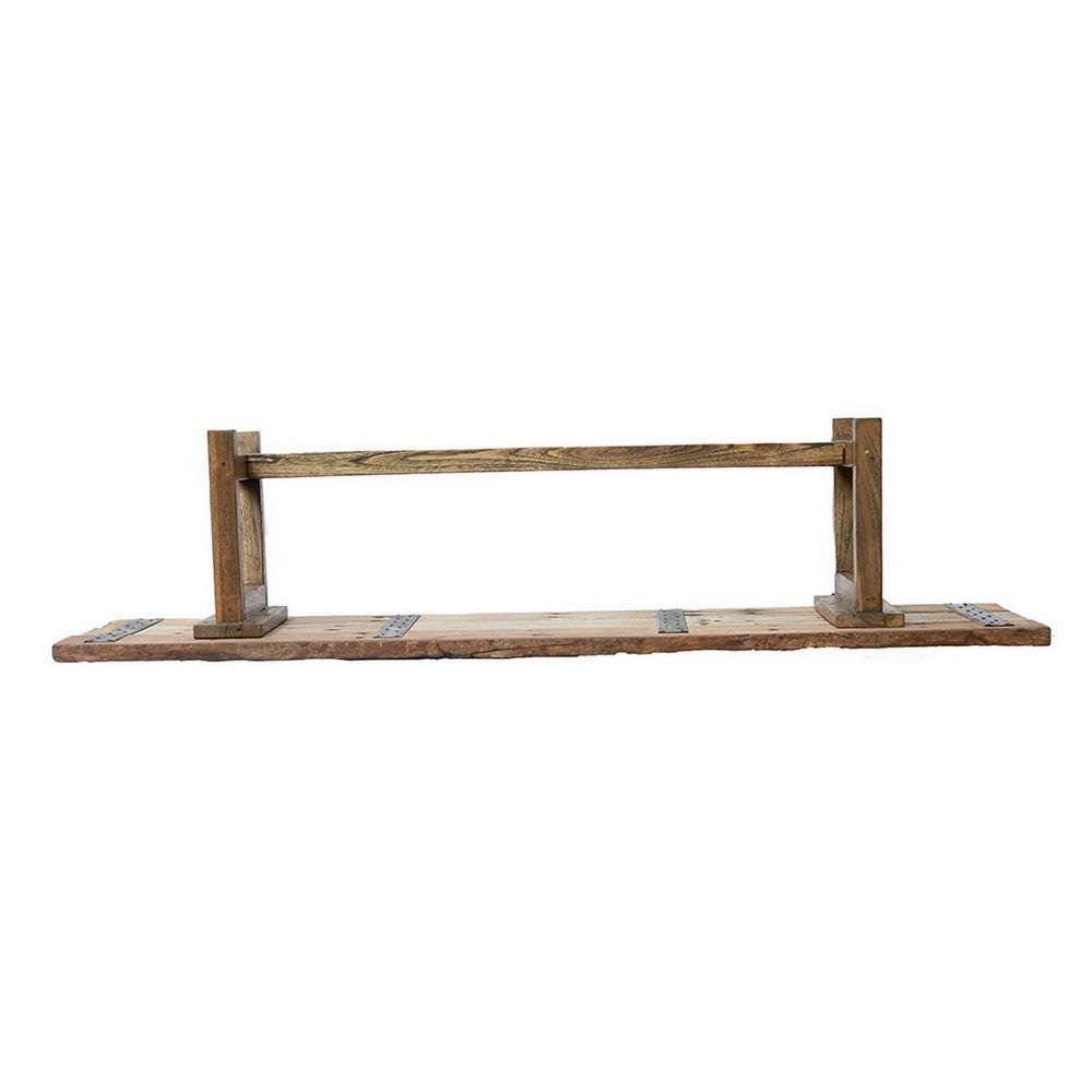 87 Inch Wood Coffee Table, Rectangular Top, Trestle Legs, Brown