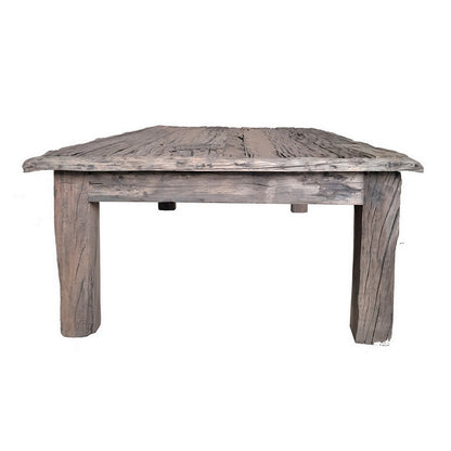 59 Inch Rustic Coffee Table, Rectangular Top, Old Antique Wood, Brown