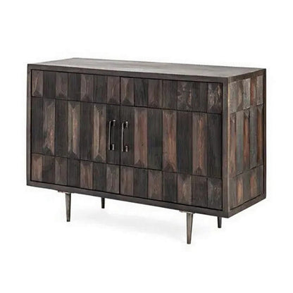 44 Inch Sideboard Cabinet Console with 2 Doors, Rustic Brown Mango Wood