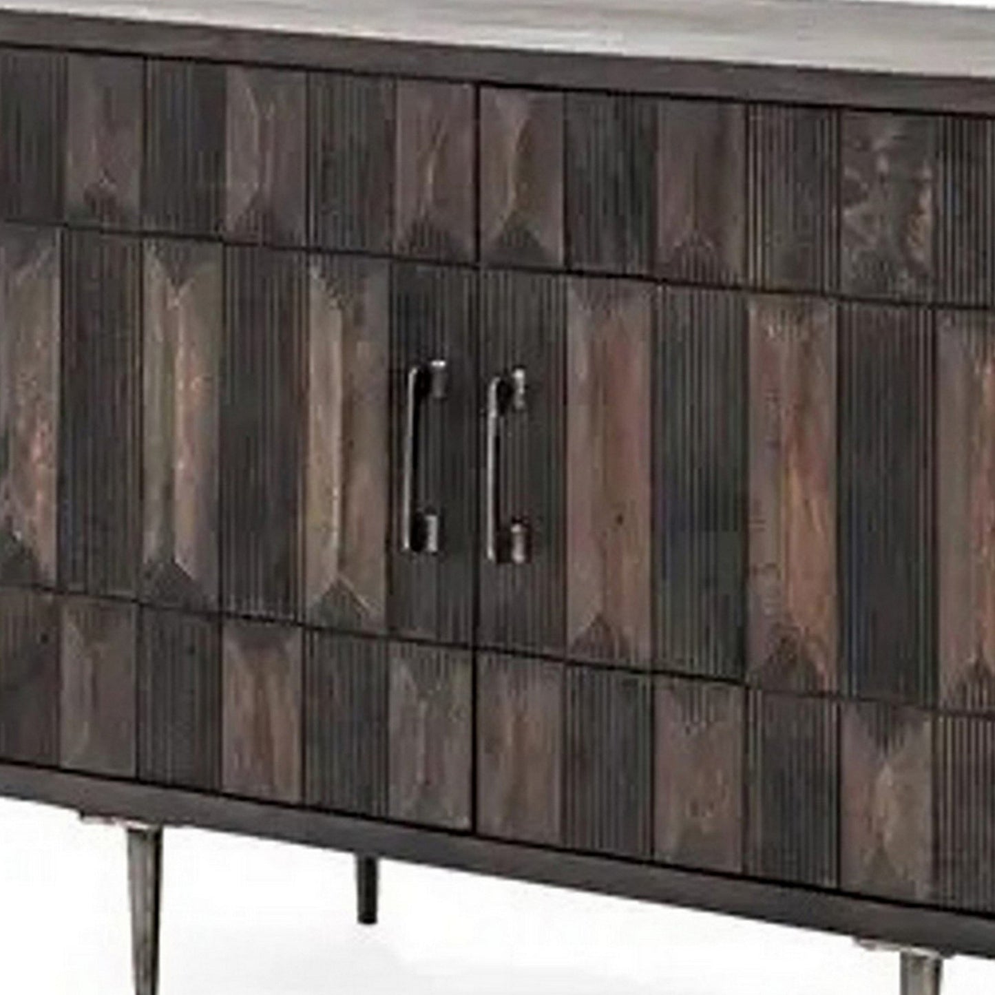 44 Inch Sideboard Cabinet Console with 2 Doors, Rustic Brown Mango Wood