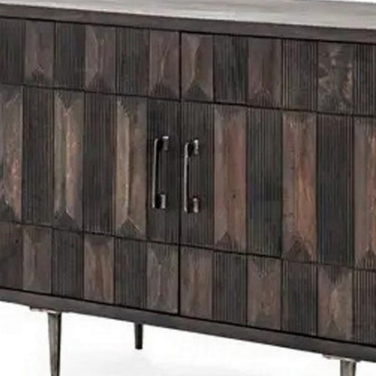 44 Inch Sideboard Cabinet Console with 2 Doors, Rustic Brown Mango Wood