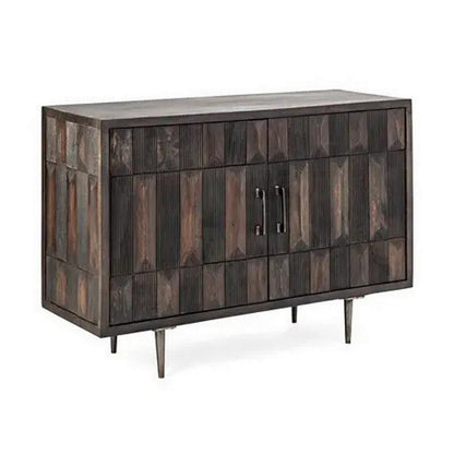 44 Inch Sideboard Cabinet Console with 2 Doors, Rustic Brown Mango Wood