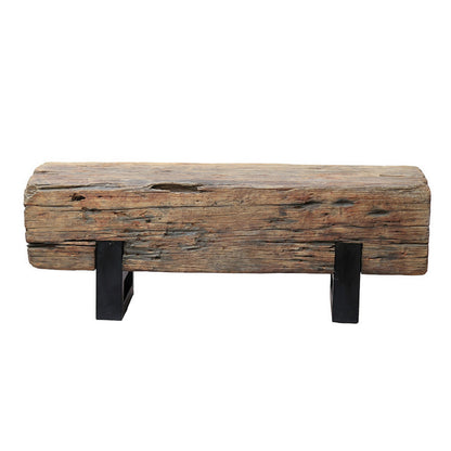 47 Inch Accent Bench, Log Design Solid Wood Seat, Classic Brown Finish