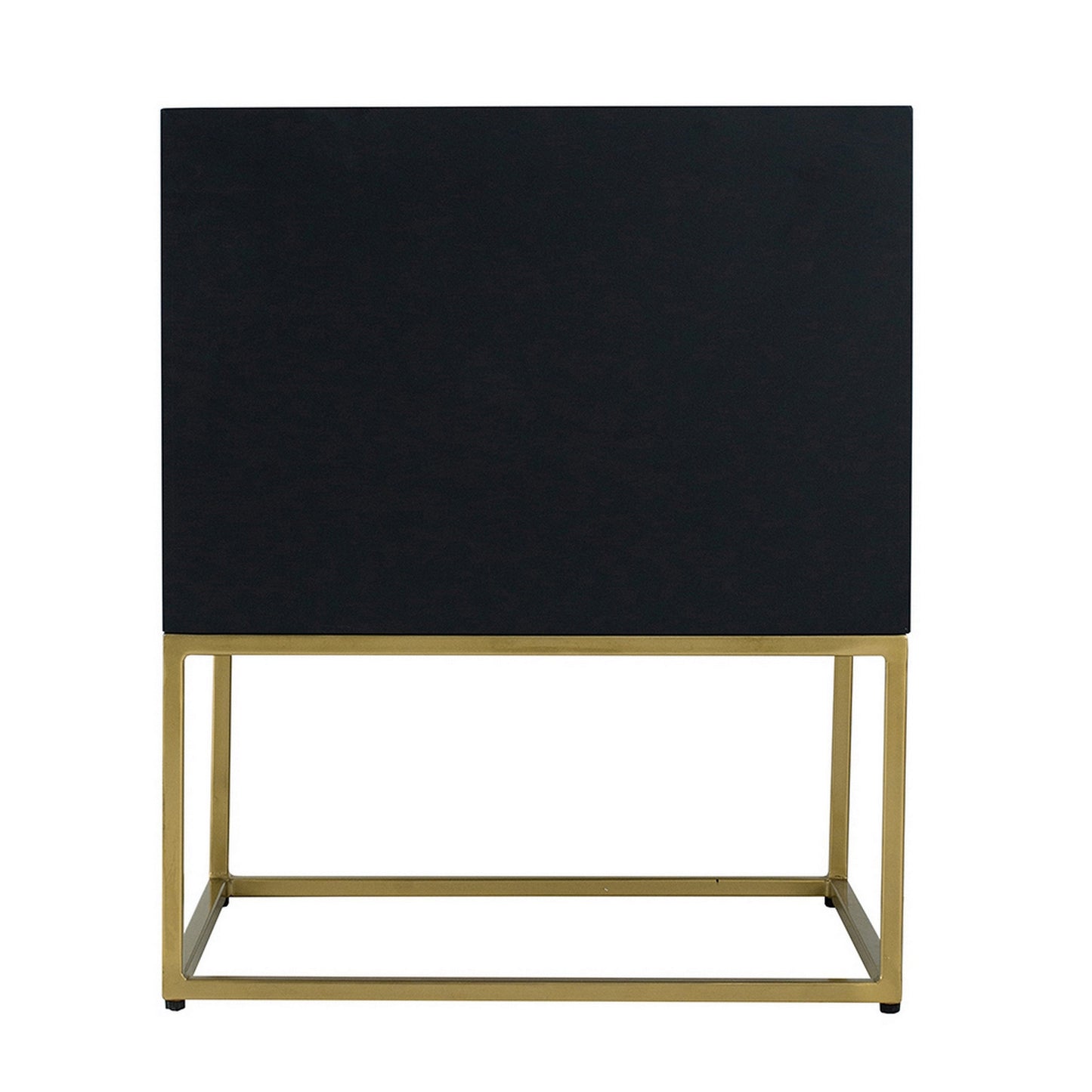 24 Inch Sideboard Cabinet, 2 Drawers, Sunray Bone Inlay, Iron, Brass, Black