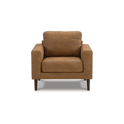 Tely 36 Inch Accent Chair, Transitional, Soft Caramel Brown Faux Leather