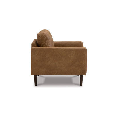 Tely 36 Inch Accent Chair, Transitional, Soft Caramel Brown Faux Leather