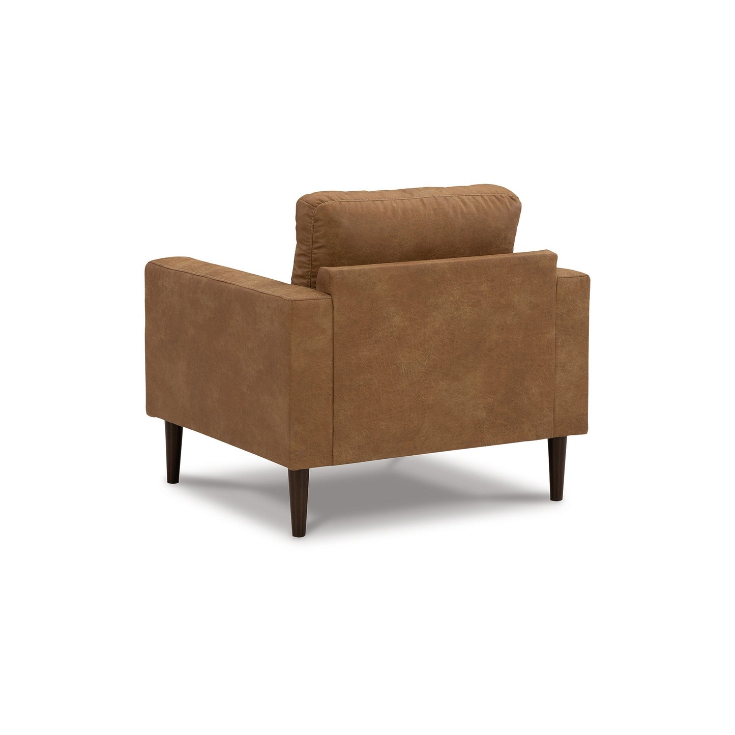 Tely 36 Inch Accent Chair, Transitional, Soft Caramel Brown Faux Leather