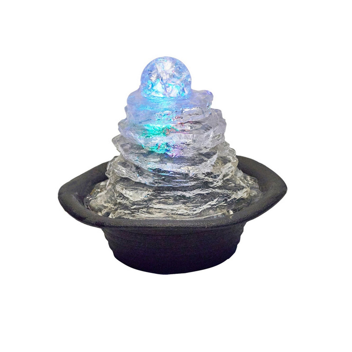 Sumi 9 Inch Ice Tabletop Water Fountain, Rock Climb Glass Ball, Multicolor