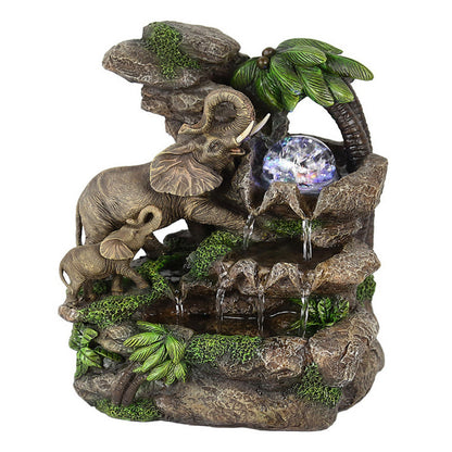 Eci 11 Inch Elephant Tabletop Water Fountain, Crystal LED Light, Multicolor