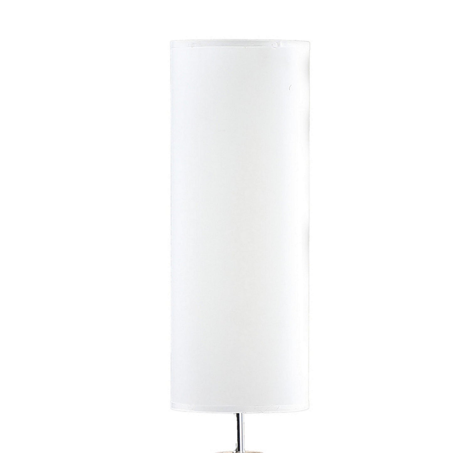 58 Inch Floor Lamp, Tall Glam Drum White Shade, Metal Tripod Body, Brown