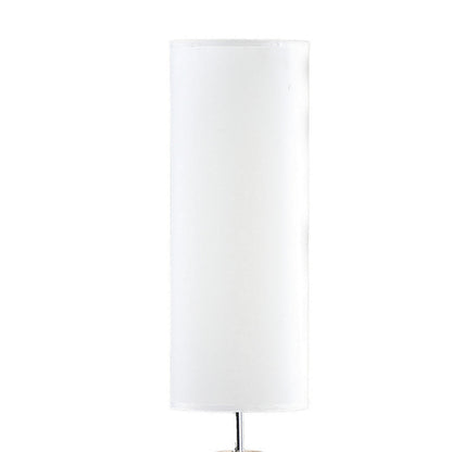 58 Inch Floor Lamp, Tall Glam Drum White Shade, Metal Tripod Body, Brown