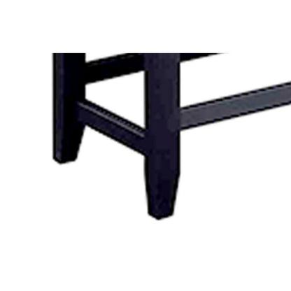 Edward 48 Inch Counter Height Dining Bench, White Fabric and Black Wood
