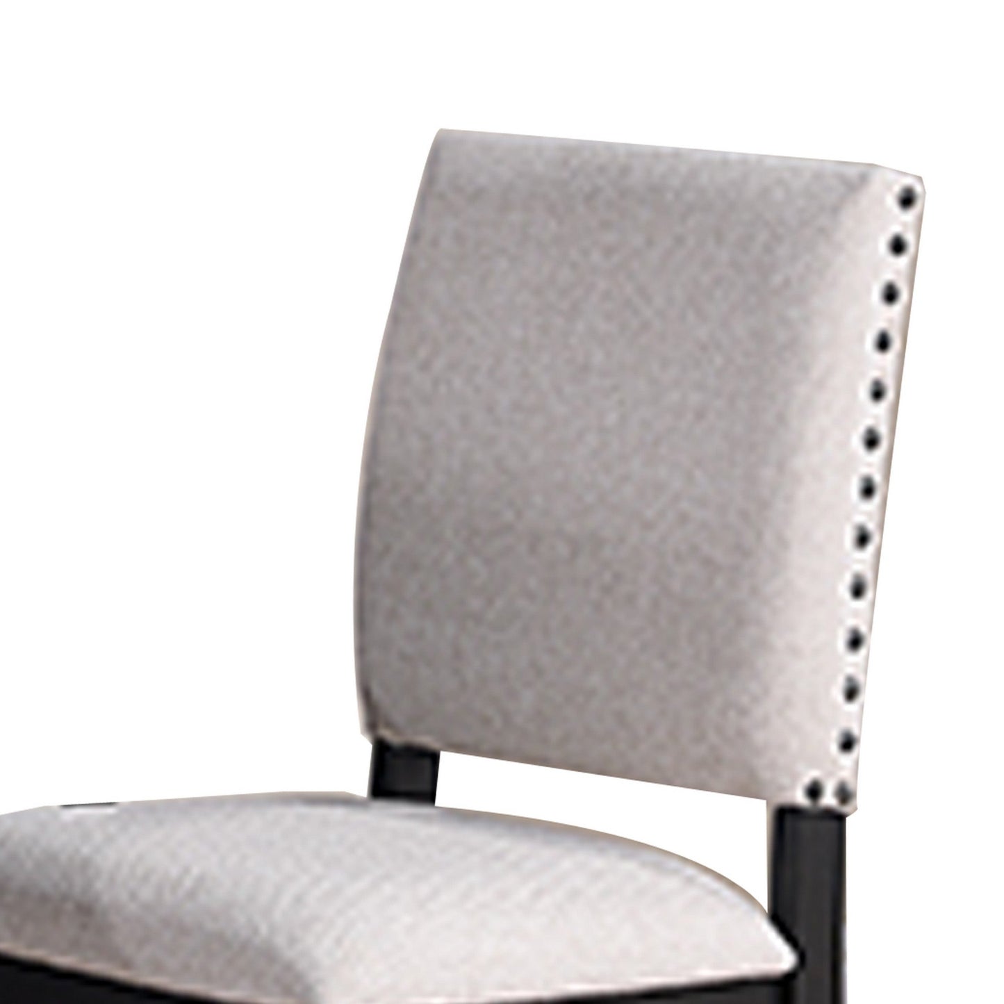 Edward 24 Inch Counter Height Chair Set of 2, Black Wood, White Fabric